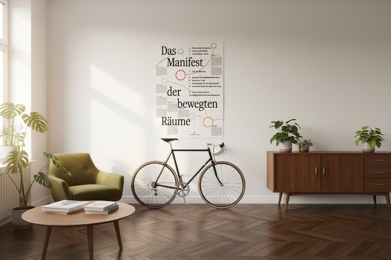 Mobility Report Poster in Mid-Century Wohnung